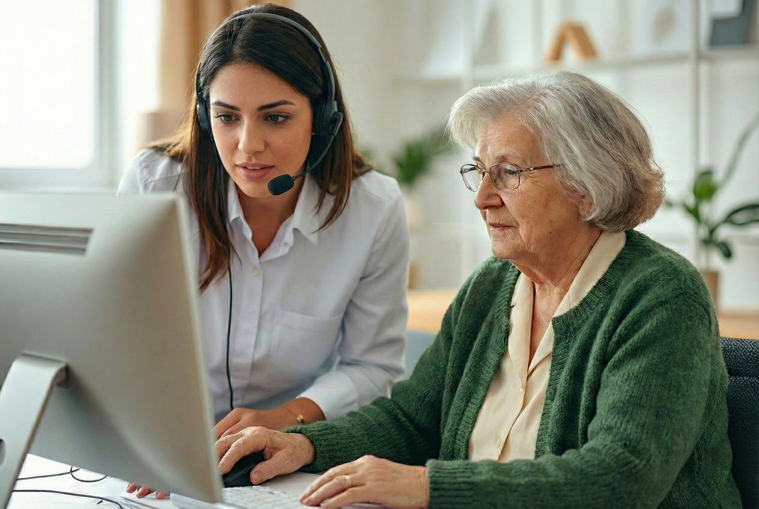 Senior lady using computer
